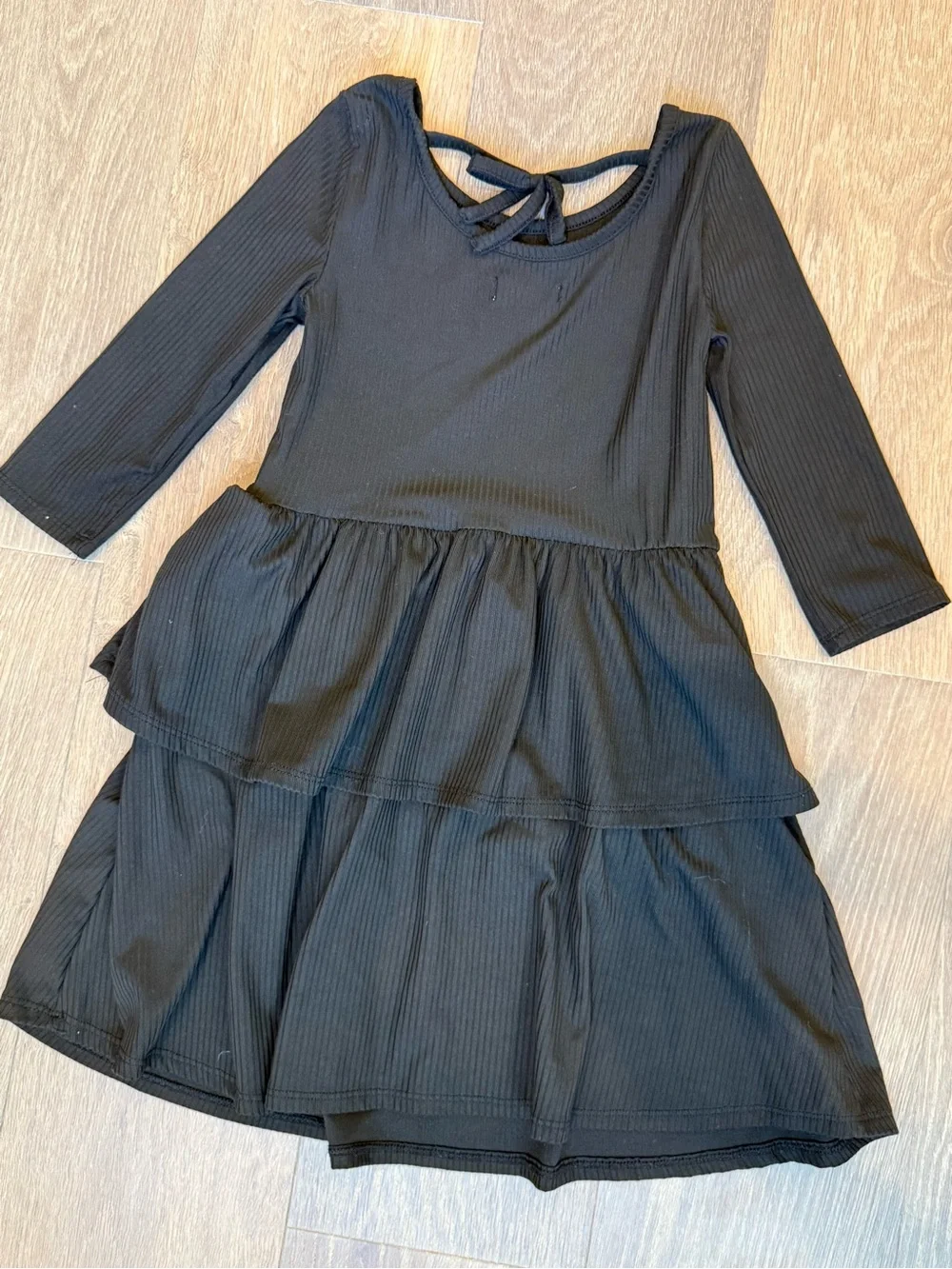 Black Tiered Long Sleeve girls Dress